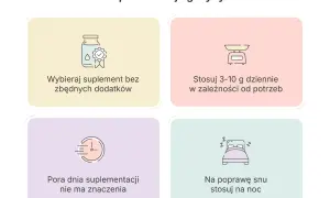Glicyna co to? Porady: wybieraj czysty suplement, stosuj 3-10g dziennie, pora dnia nie ma znaczenia, na sen stosuj na noc.