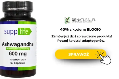 Suplement diety z Ashwagandhą 600 mg. Dowiedz się, adaptogeny co to i poczuj ich korzyści. Kod BLOG10 daje -10%.