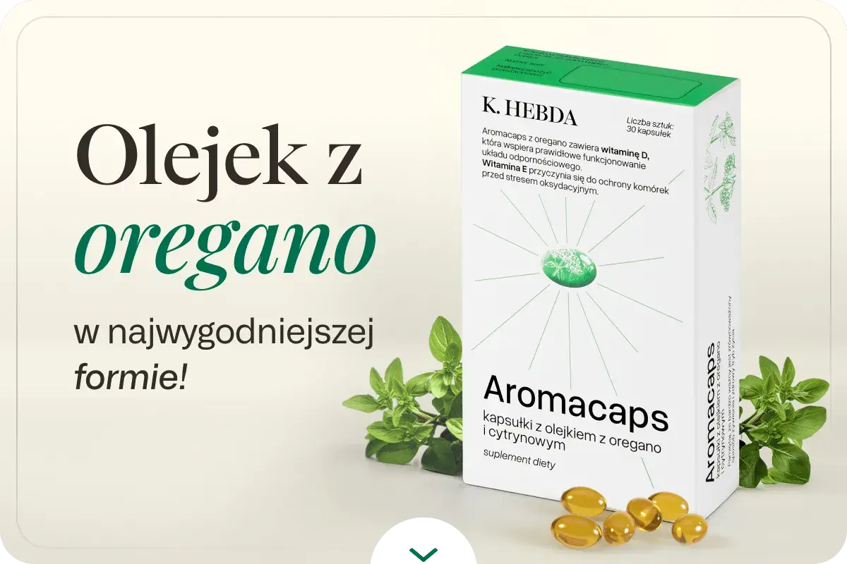 Olej z oregano w kapsułkach Aromacaps – jak stosować? Suplement diety z olejkiem z oregano i witaminami dla odporności.