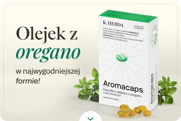 Olej z oregano w kapsułkach Aromacaps – jak stosować? Suplement diety z olejkiem z oregano i witaminami dla odporności.